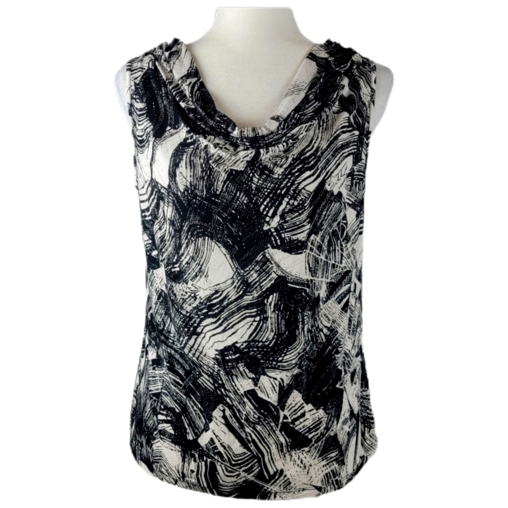Peter Nygard petite medium black and white abstract top